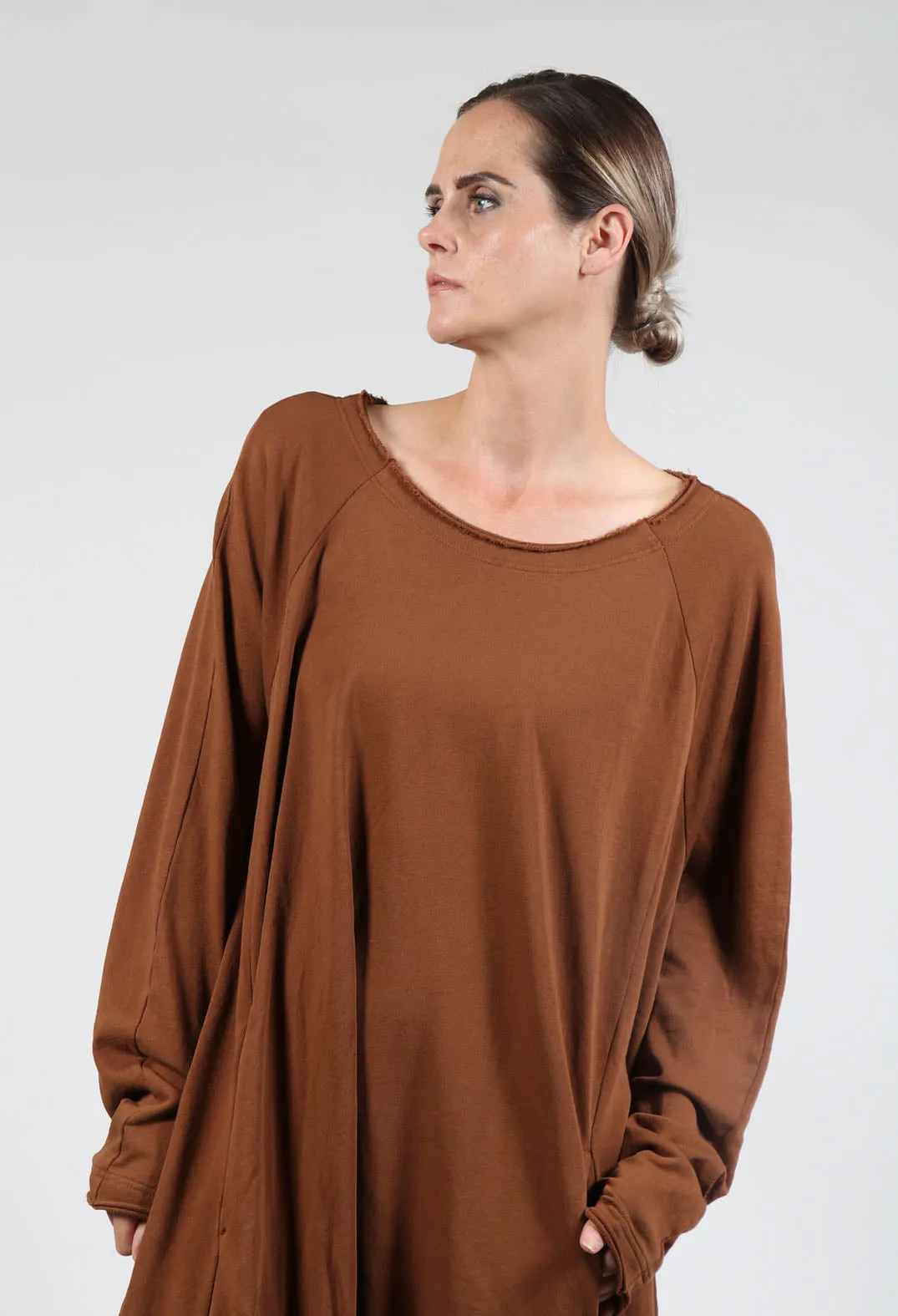 Jersey Tunic with Elasticated Hem in Brick