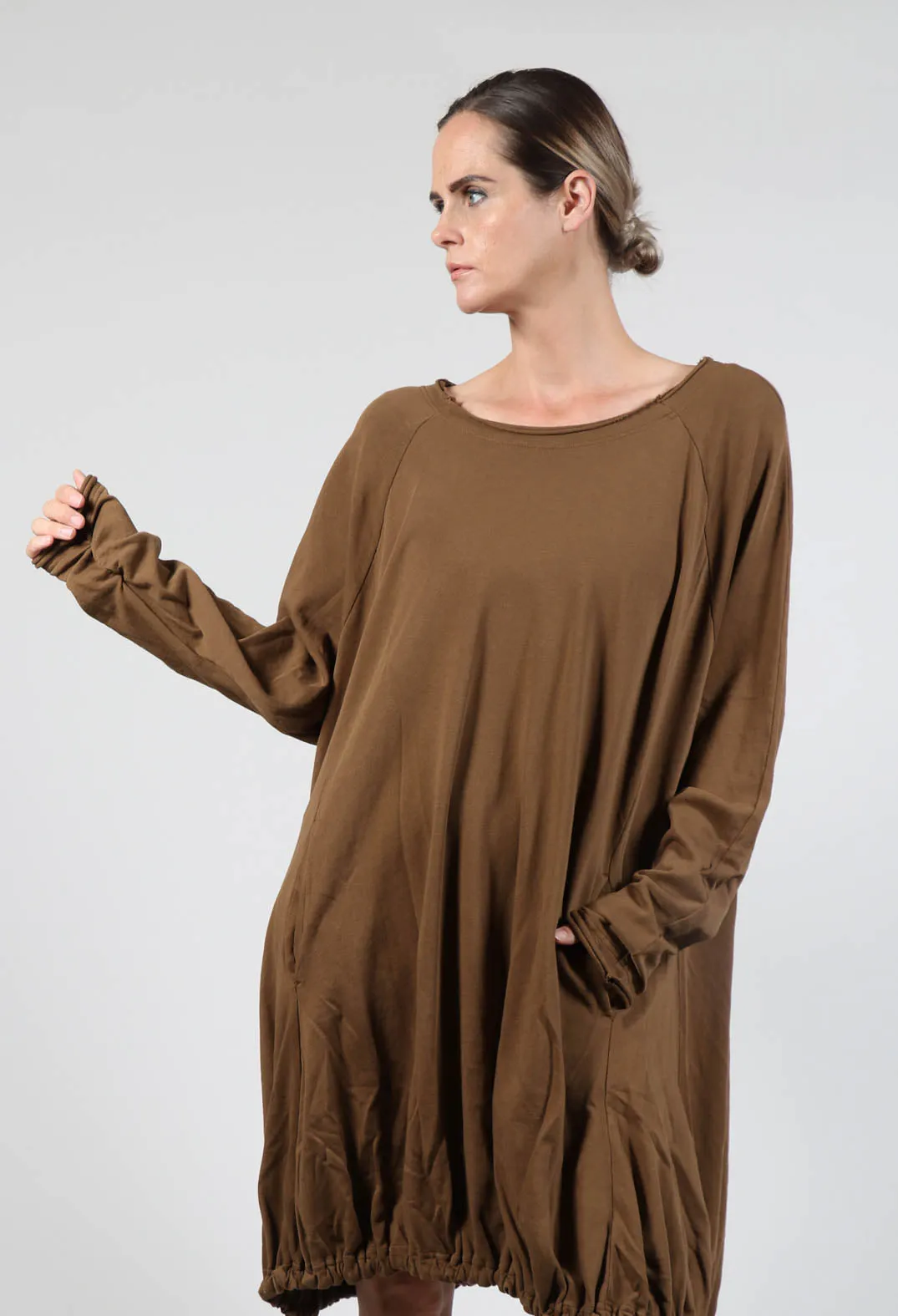 Jersey Tunic with Elasticated Hem in Bronze