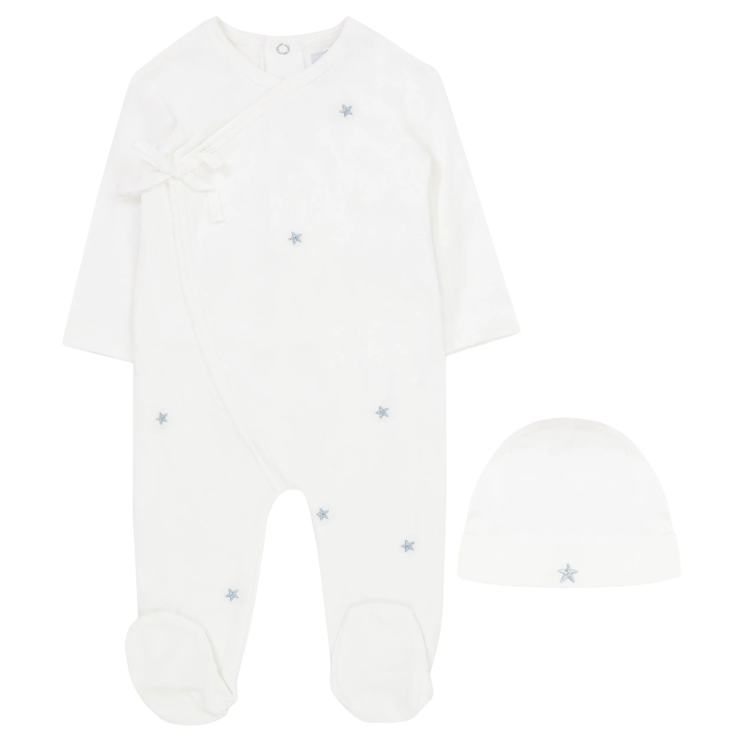 Kipp Baby Blue Star Embroidered Stretchie and Beanie