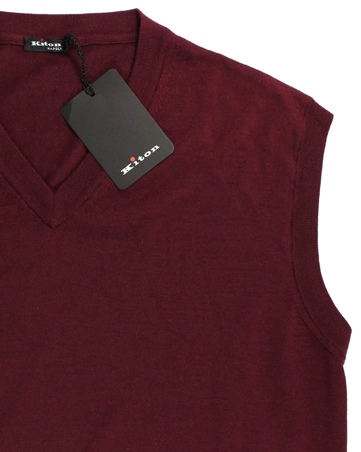 Kiton Vest Bordeaux - V-Neck Cashmere Silk M - EUR 50 REDUCED - SALE