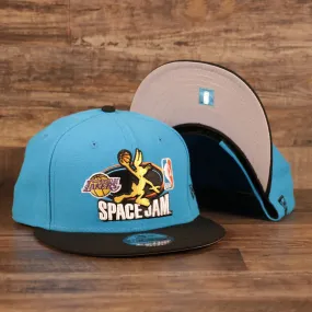 Los Angeles Lakers Bugs Bunny Lebron 18 Space Jam Matching 9Fifty Snapback Hat | Blue/Black