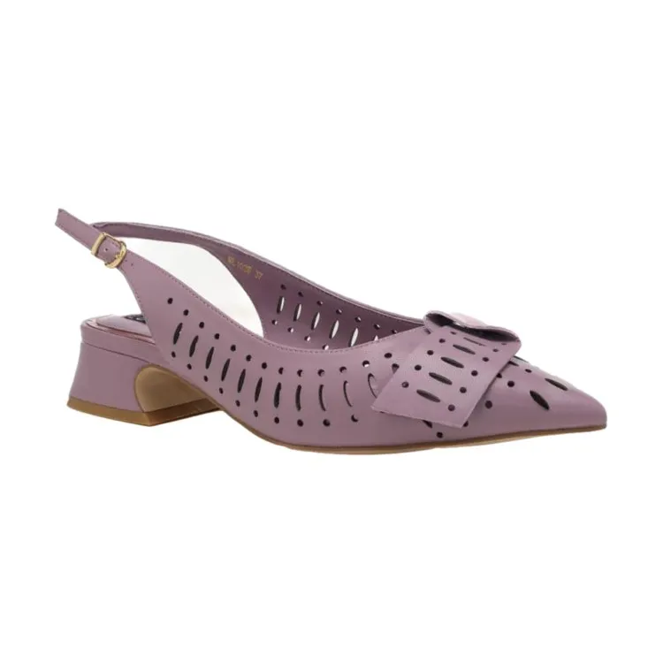 Luciano Barachini RL103F Dècolletè Sling Back Donna Tacco Basso in Vera Pelle Ametista