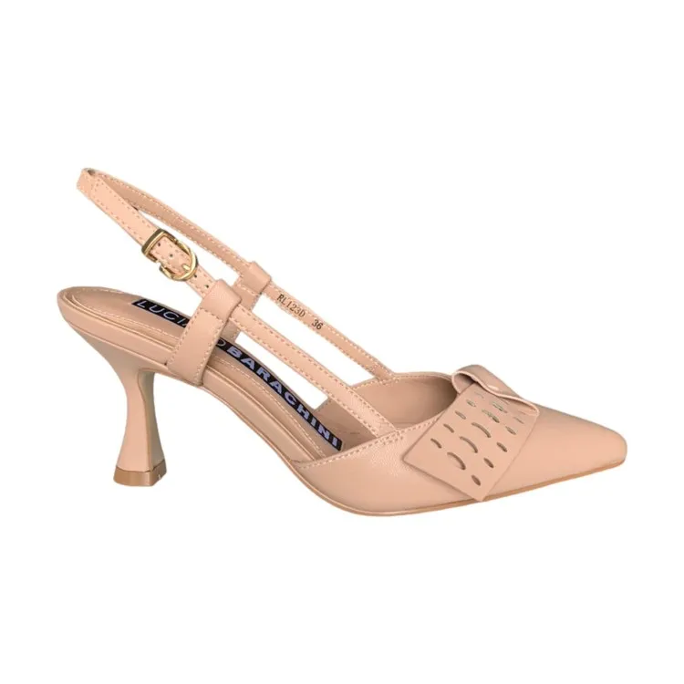 Luciano Barachini RL123D Dècolletè Sling Back Donna Tacco Medio in Vera Pelle Nude