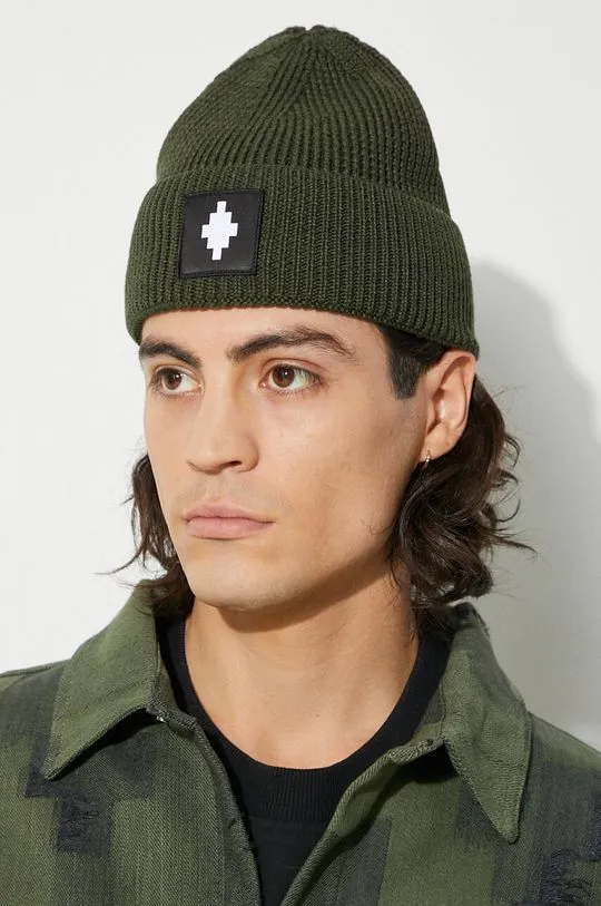 Marcelo Burlon wool beanie Cross Patch Beanie green color  CMLC001F24KNI0015801