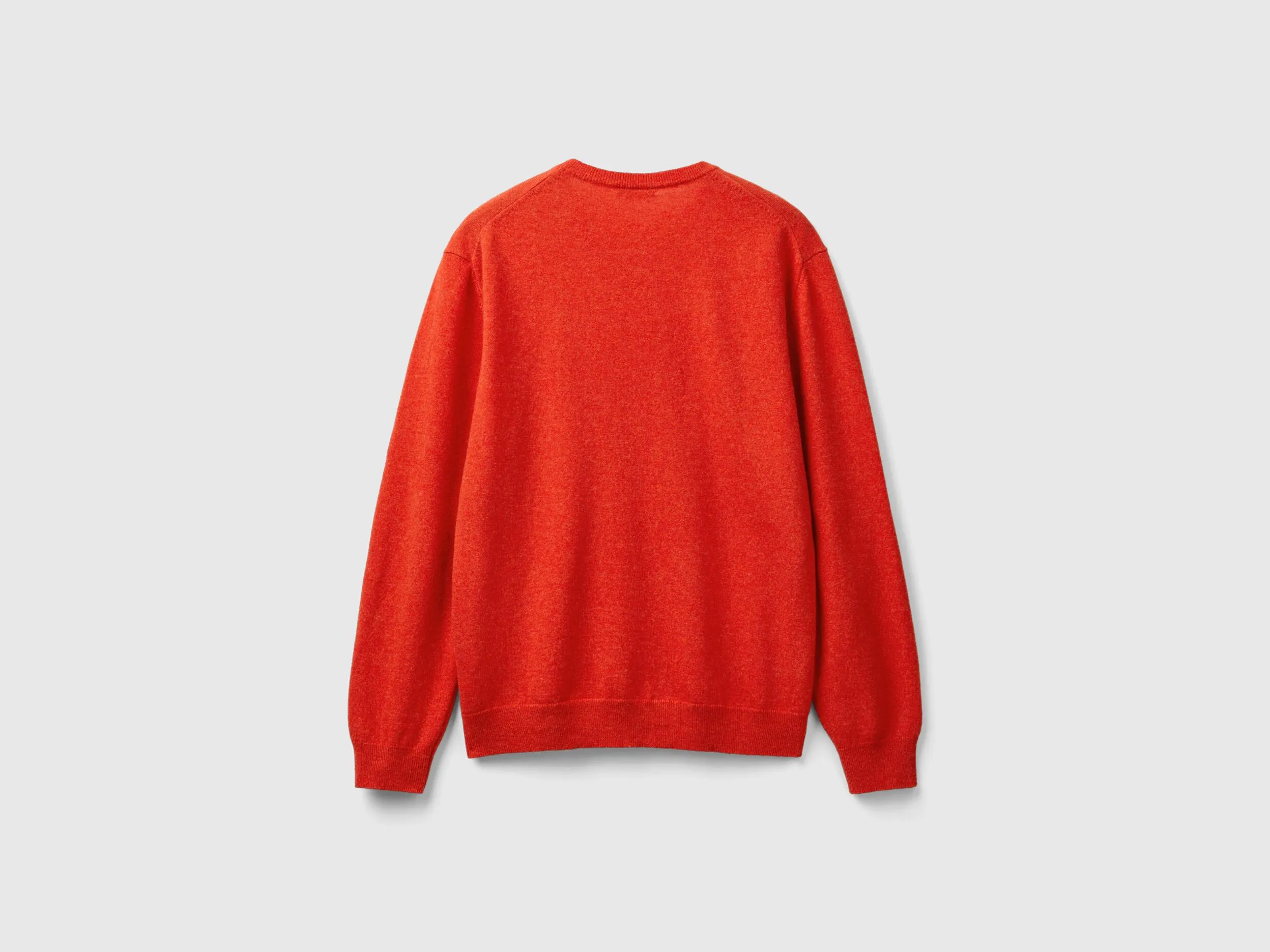 Marl orange crew neck sweater in pure Merino wool - Orange | Benetton