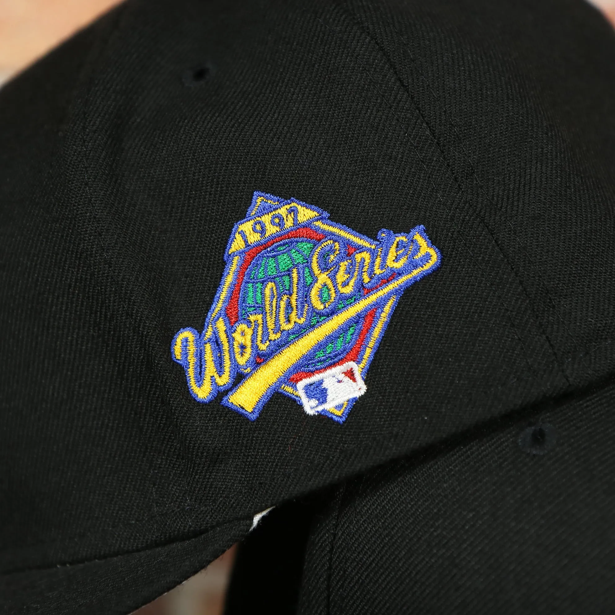 Marlins On-Field Grey Bottom Black Fitted Cap | Florida Marlins 1997 Game Worn World Series Side Patch Gray Under Brim 59Fifty F