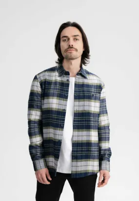 MELA Shirt Flanell Sahel Navy / Lavender Check
