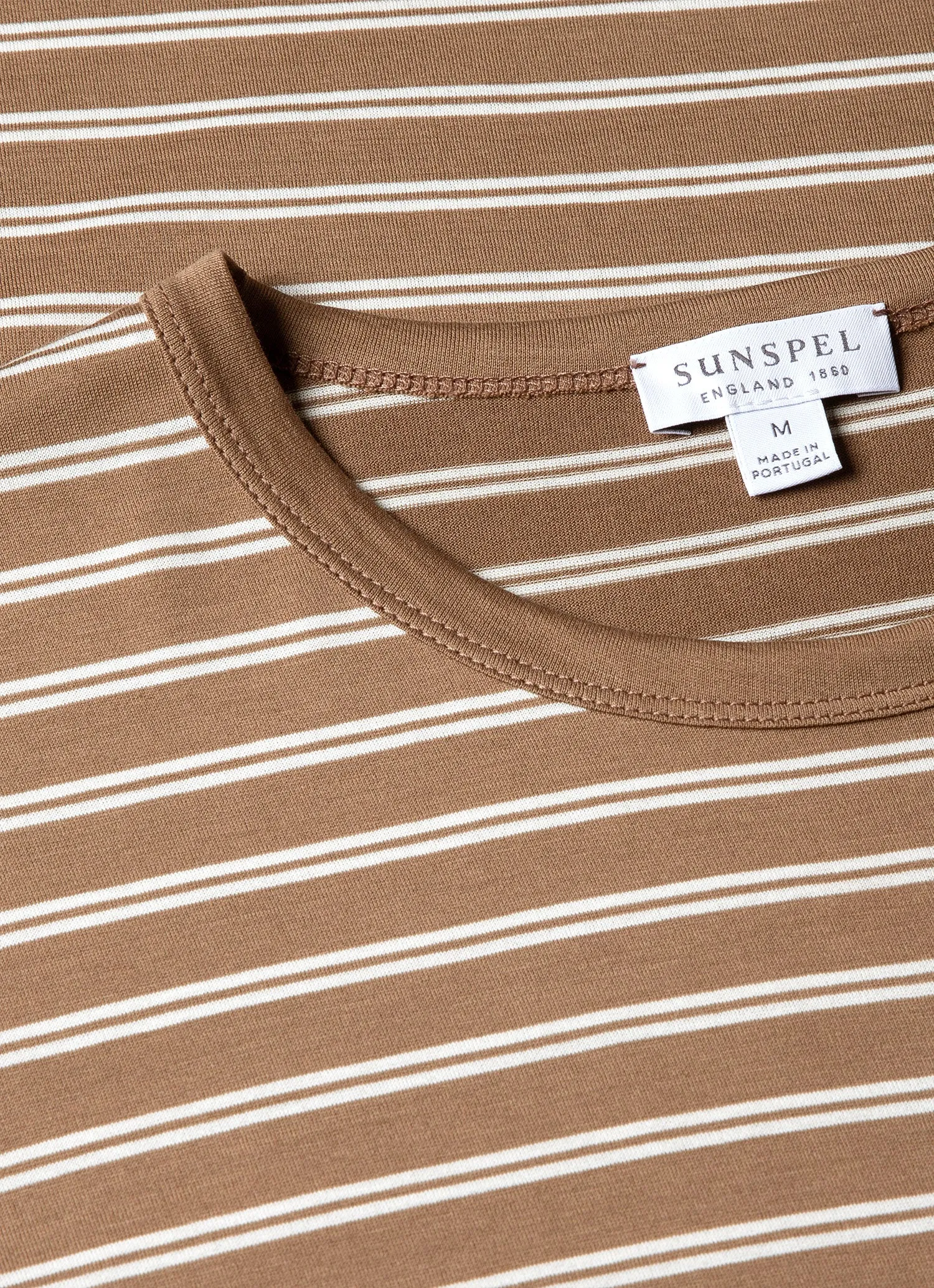 Men's Classic T-shirt in Dark Sand/Ecru Tramline Stripe