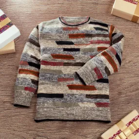 Men's colourful Patterned 100% Alpaca Pullover from Peru, Inca Walls