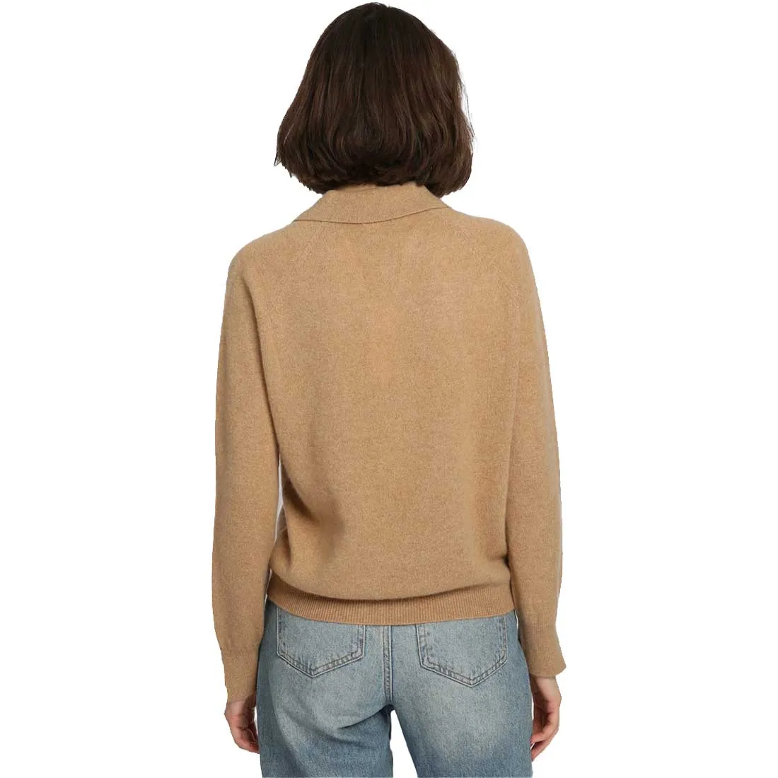 Minnie Rose Cashmere V-Neck Sweater w/Collar - Women's