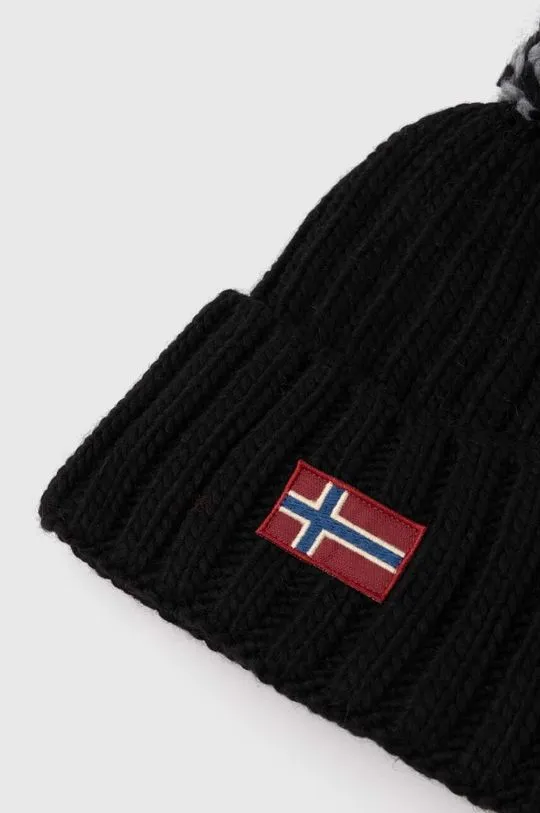 Napapijri wool blend beanie SEMIURY W 3 black color NP0A4GKC0411