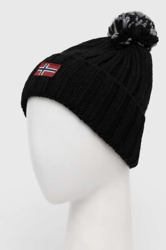 Napapijri wool blend beanie SEMIURY W 3 black color NP0A4GKC0411