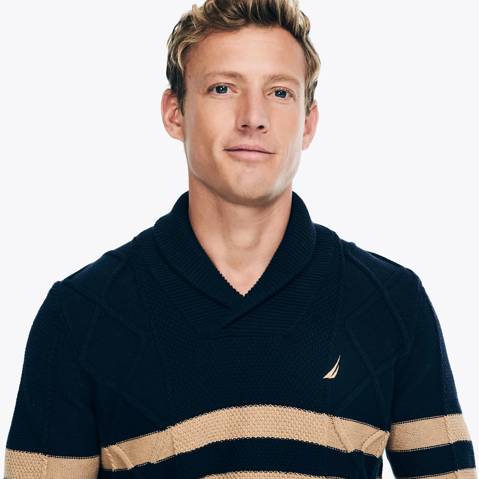 Nautica Men's Striped Cable-Knit Sweater