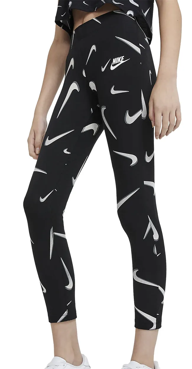 Nike Sportswear Juniors Favourites AOP Leggings Black White