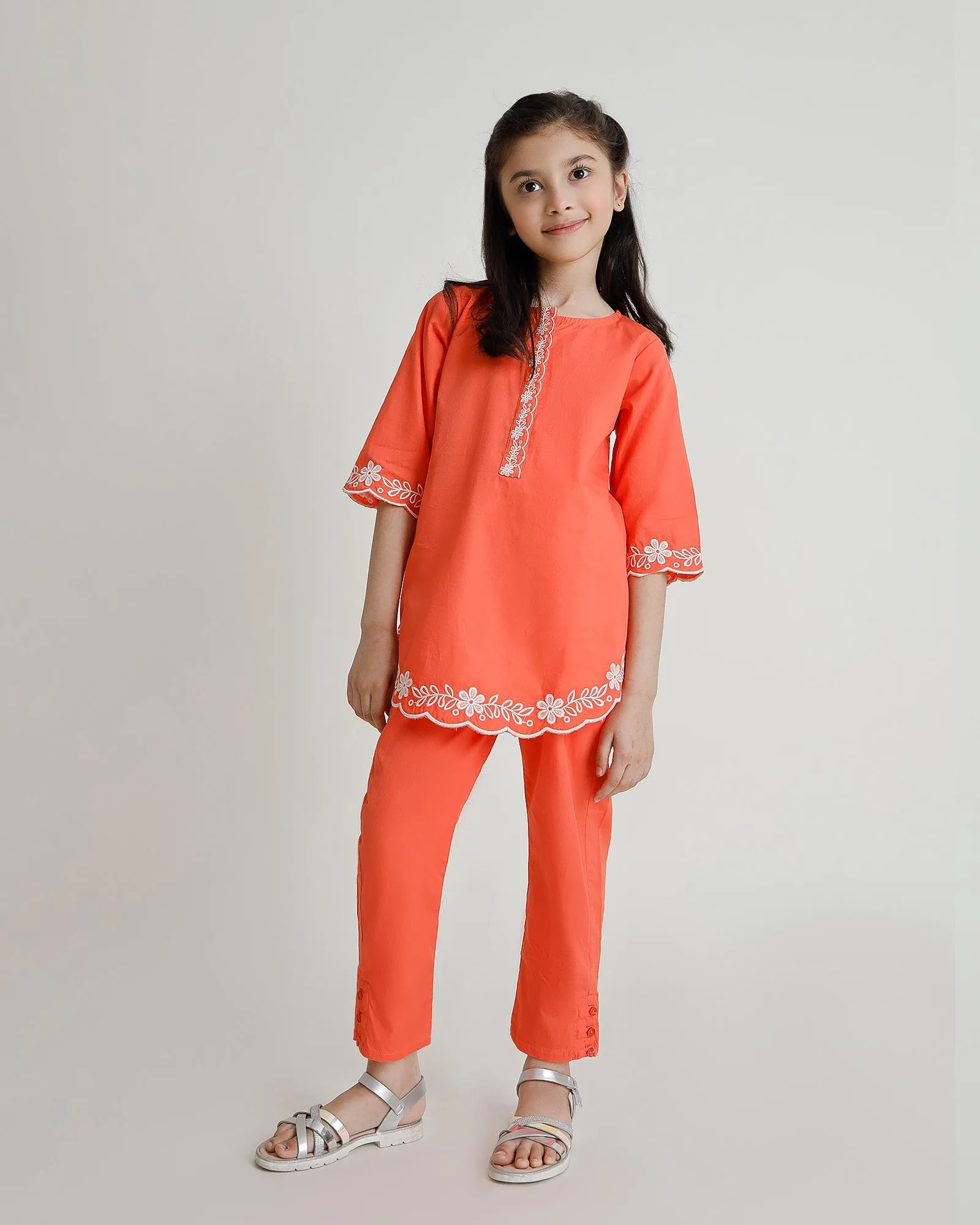 Orange Fusion Tunic Set