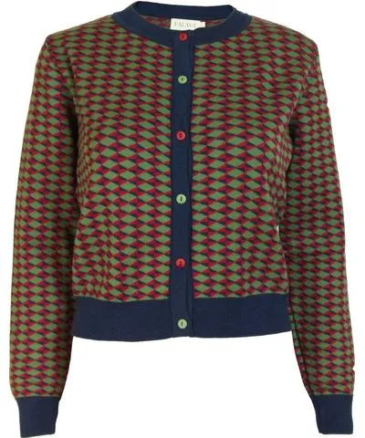 Palava Women's Green / Blue / Red Vera - Navy Harman Jacquard Cardigan