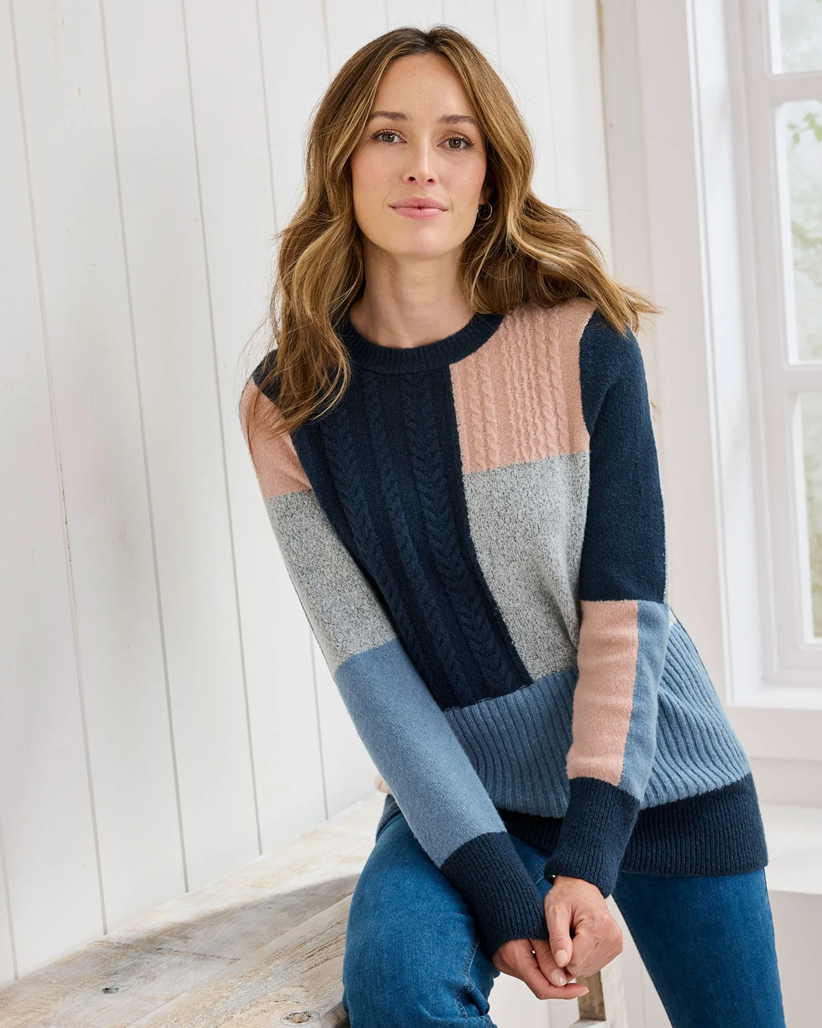 Patchwork Crew Neck Jumper 