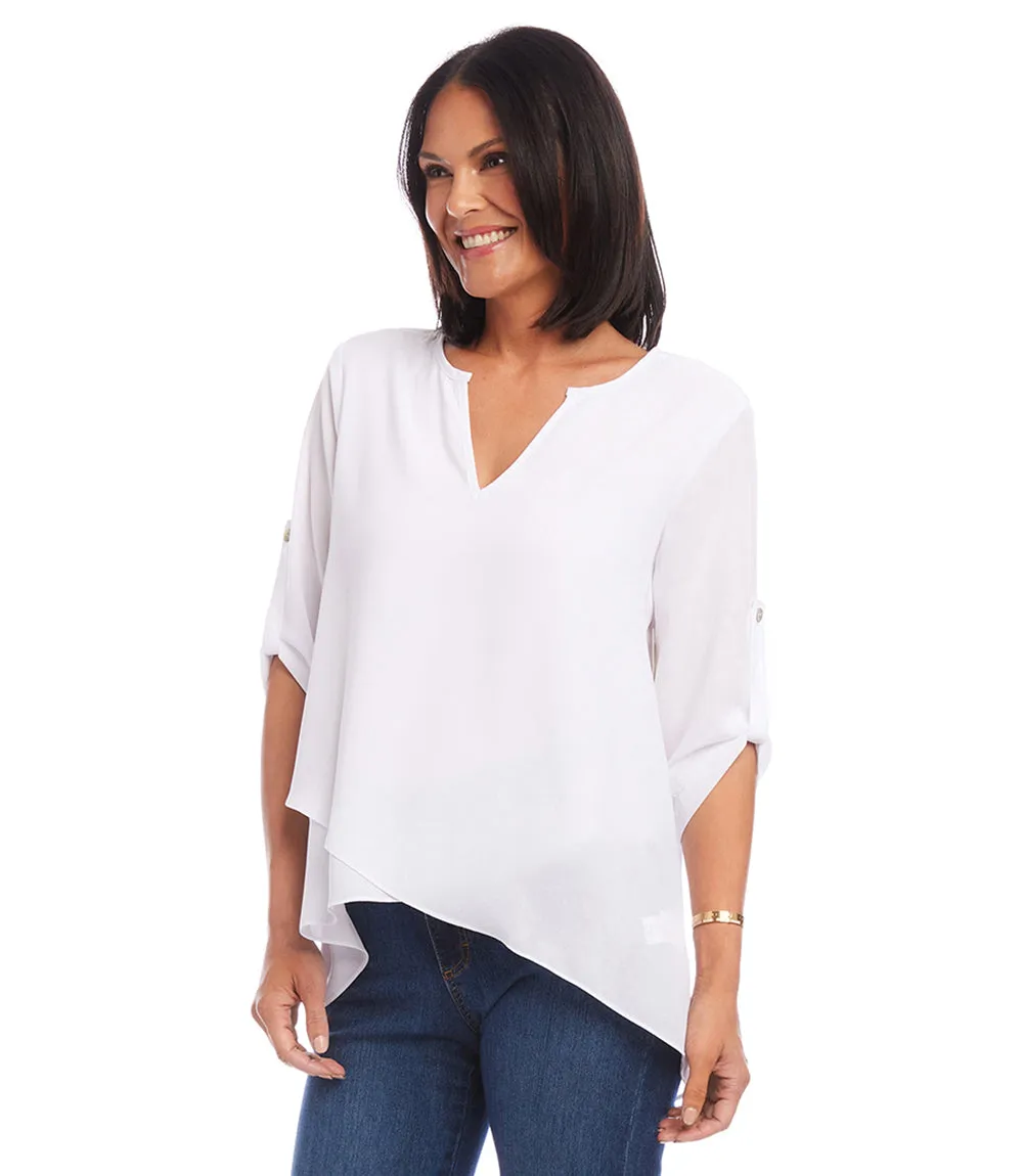 Petite Size Asymmetric Hem Wrap Top