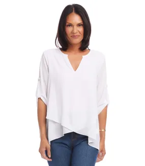 Petite Size Asymmetric Hem Wrap Top