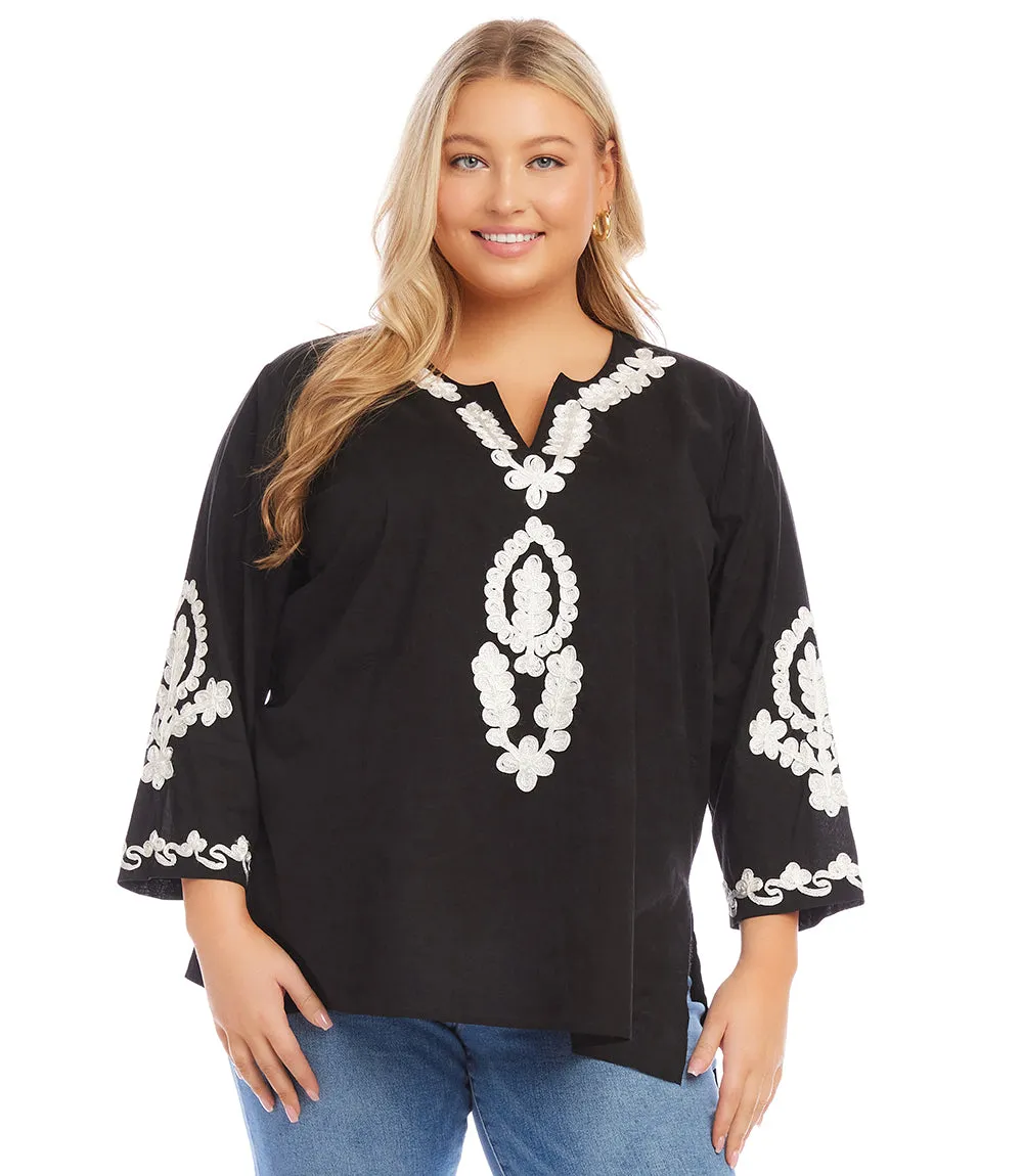 Plus Size Embroidered Tunic