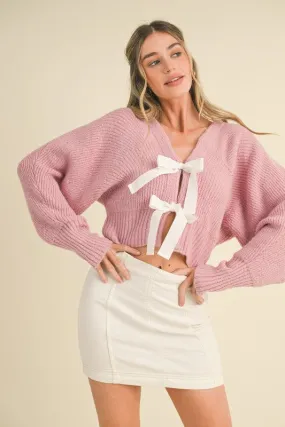 Pretty in Pink Bow Cardigan