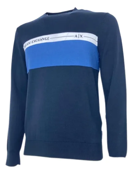 PULLOVER UOMO BLU CON LOGO FRONTALE