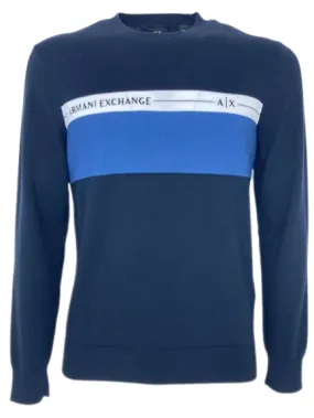 PULLOVER UOMO BLU CON LOGO FRONTALE