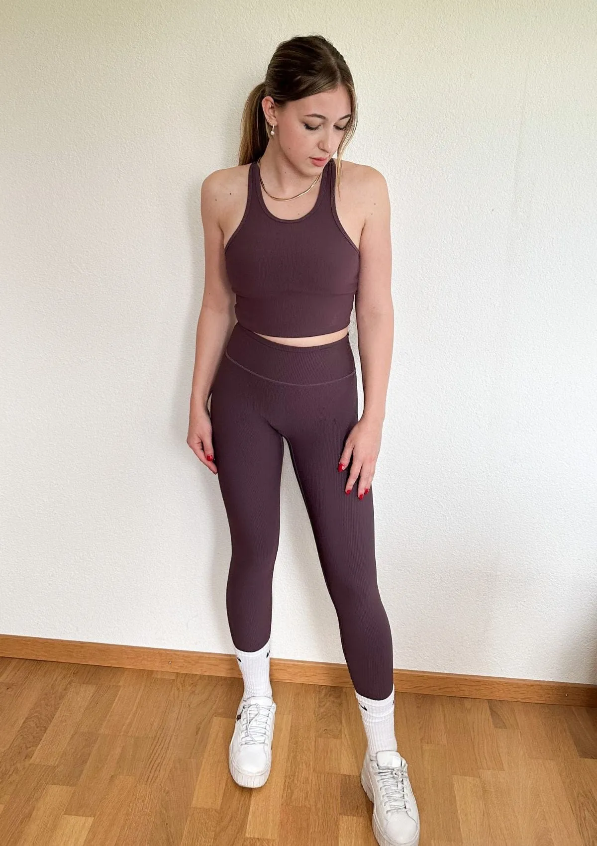 Ribbed Leggings - Mauve