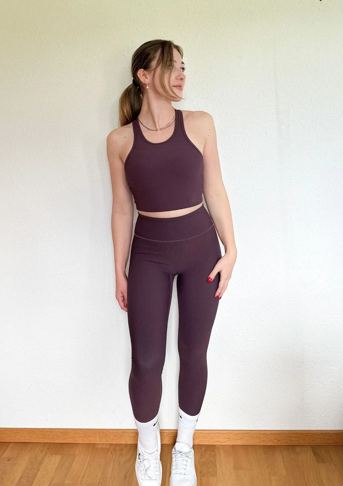 Ribbed Leggings - Mauve