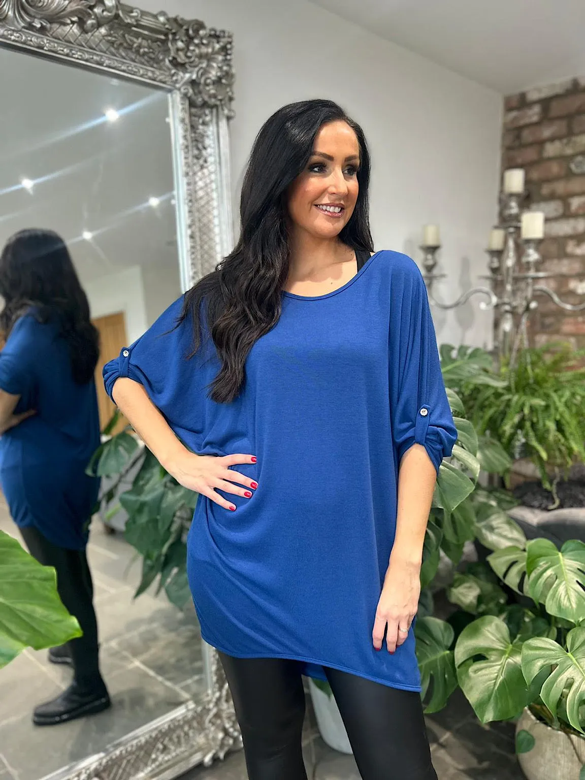 Royal Blue Batwing Layered Tunic Gabby