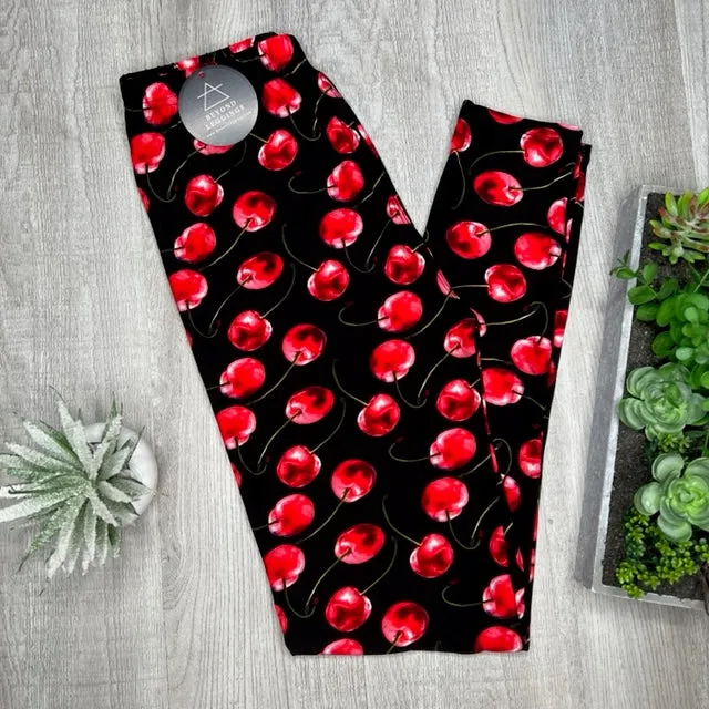 Ruby Red Cherry Soft Leggings