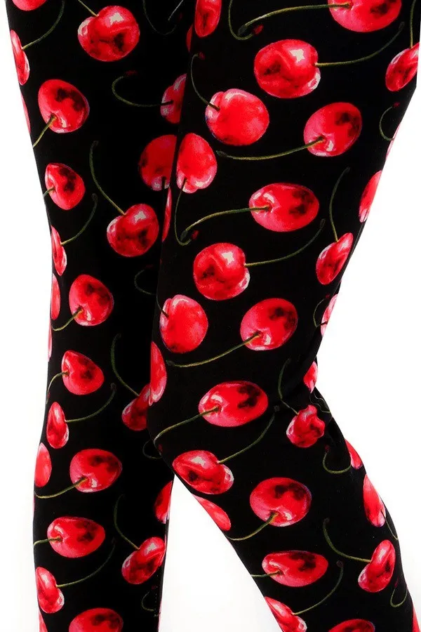 Ruby Red Cherry Soft Leggings