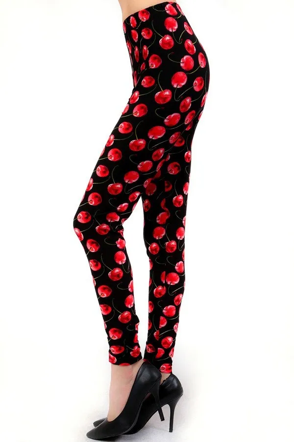 Ruby Red Cherry Soft Leggings