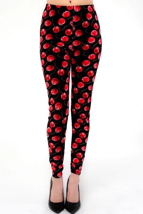 Ruby Red Cherry Soft Leggings