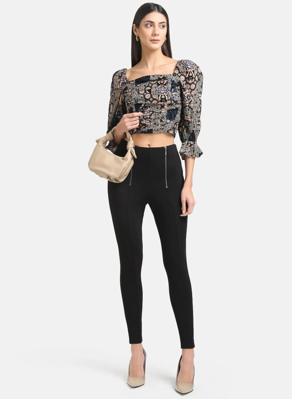 Ruched Printed Crop Top