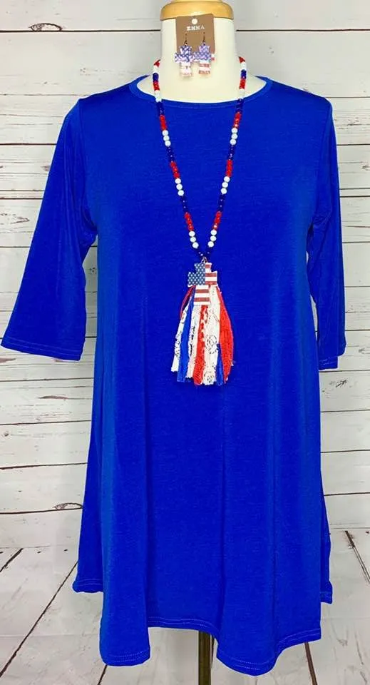 S / M :  Blue Flutter Tunic