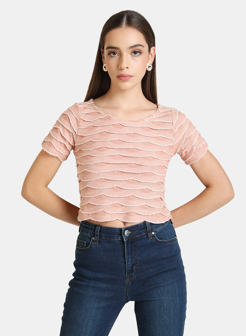 Scallop Detailed Crop Top