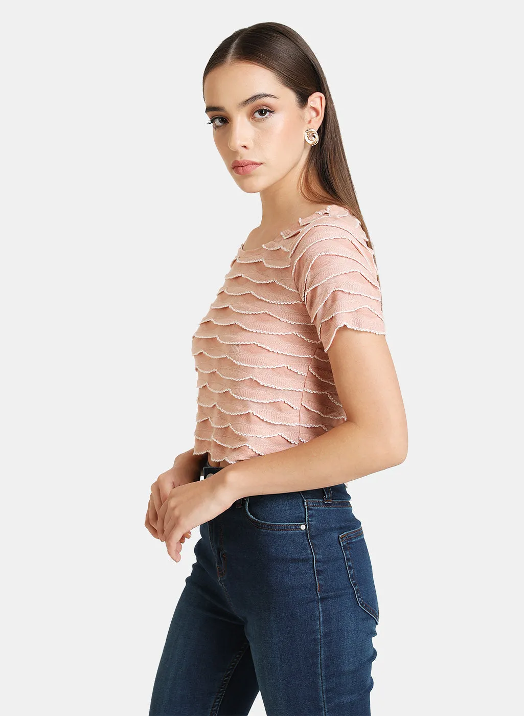 Scallop Detailed Crop Top