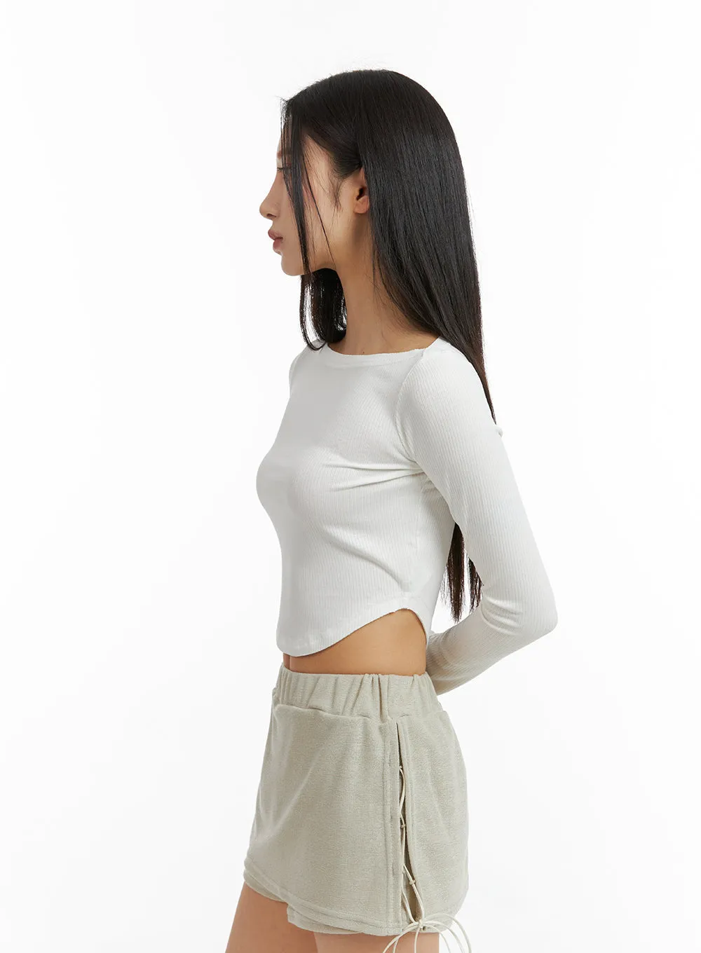 Slim Fit Long Sleeve Crop Top CJ408