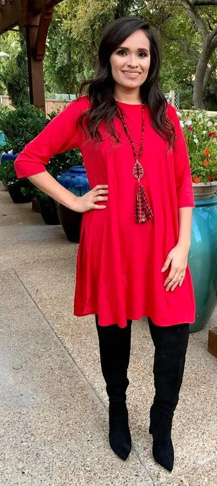 SMALL : Red Flutter Tunic