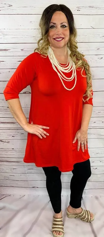 SMALL : Red Flutter Tunic