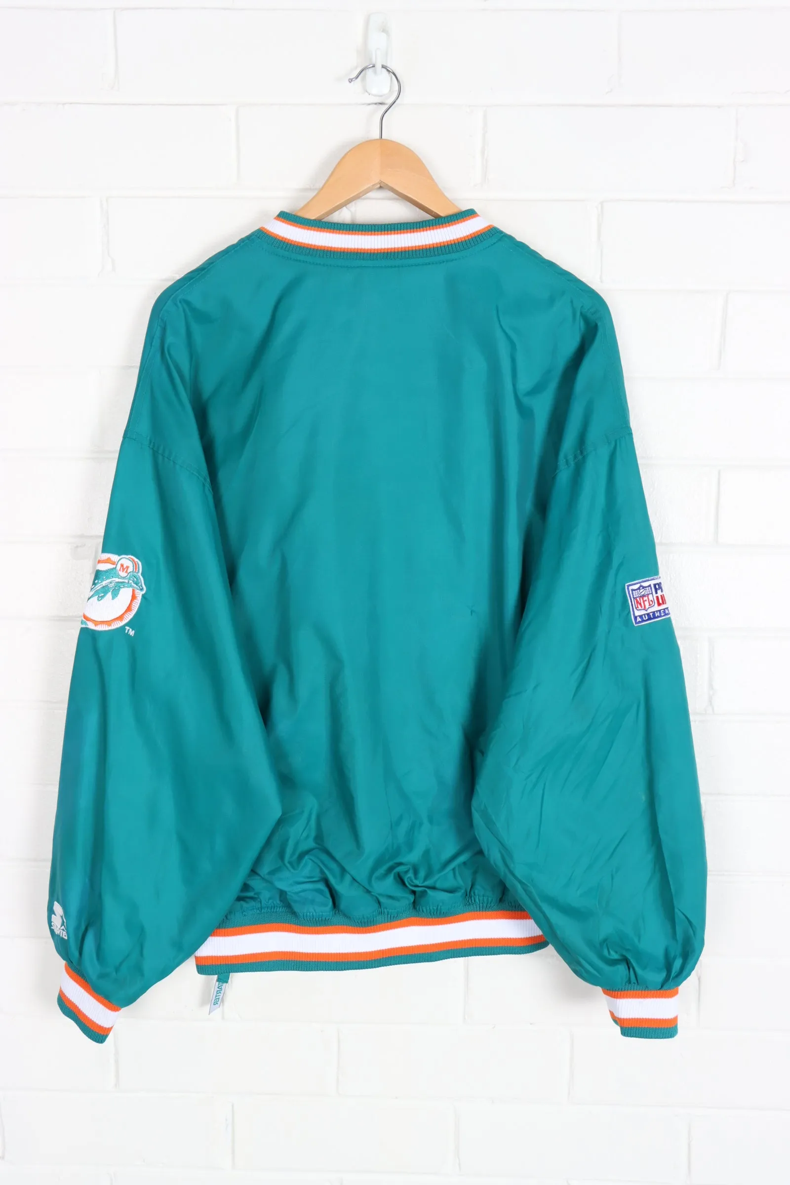 STARTER Vintage Miami Dolphins Teal V-Neck Pullover (XL)