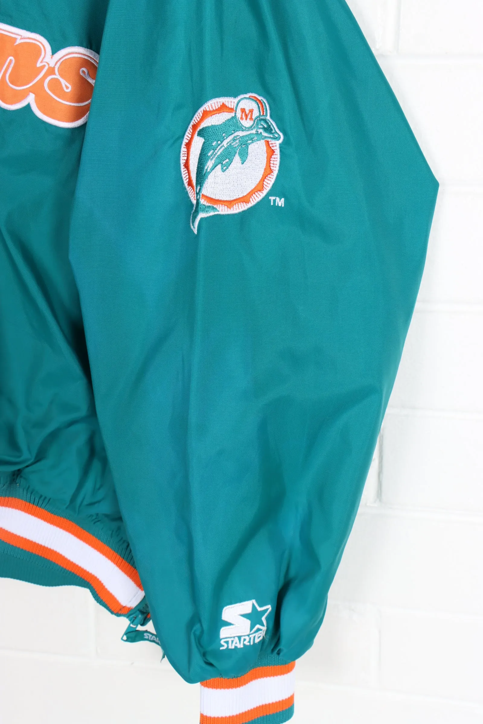 STARTER Vintage Miami Dolphins Teal V-Neck Pullover (XL)