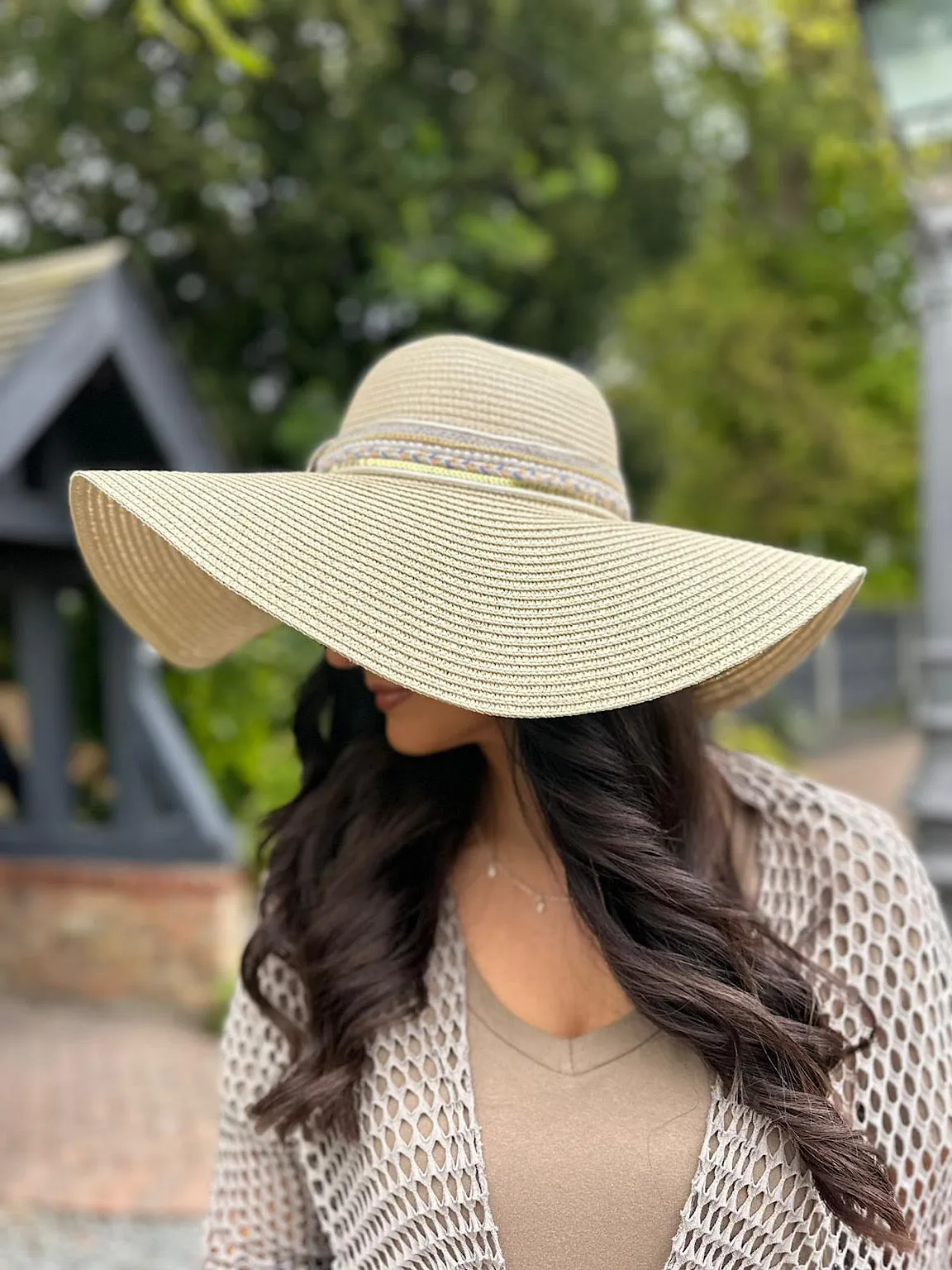 Stone Embellished Weave Hat