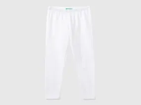 Stretch cotton leggings - White | Benetton