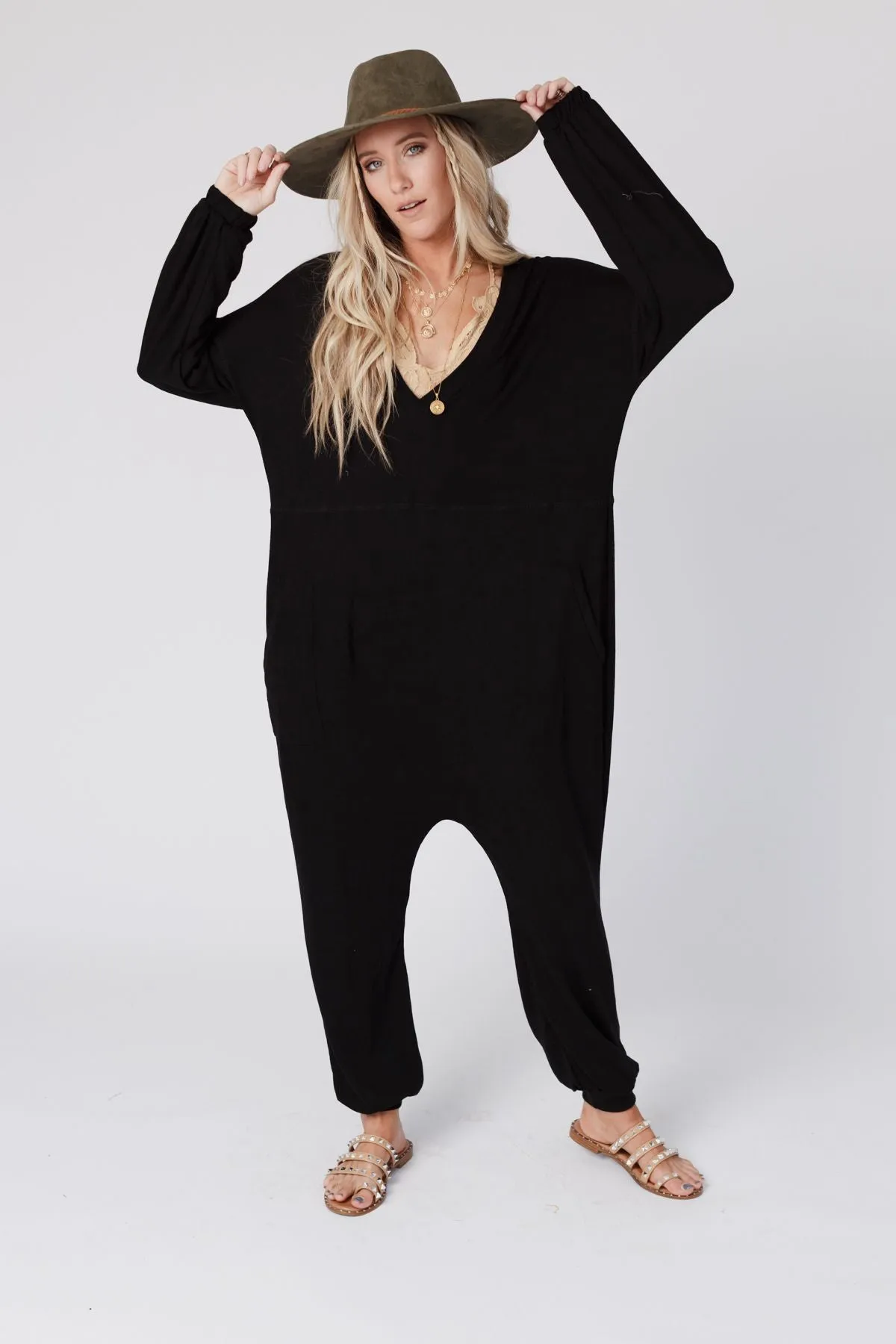 The Perfect Long Sleeve Harem Jumpsuit - Black