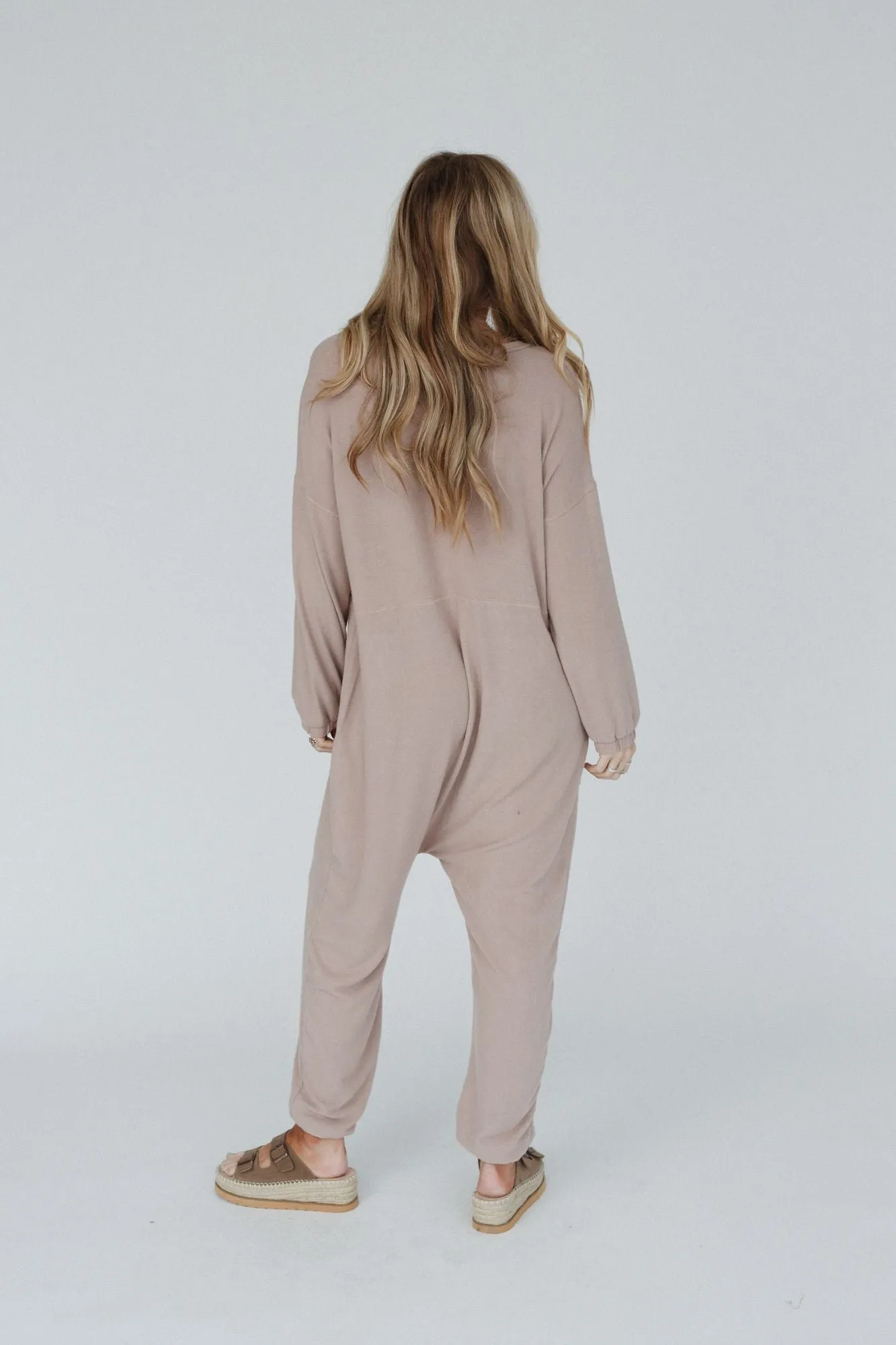 The Perfect Long Sleeve Harem Jumpsuit - Latte Mocha