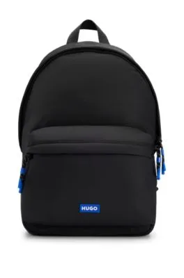 Twill backpack with blue logo label