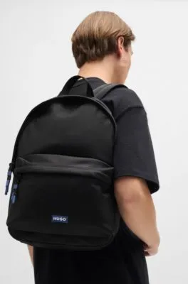 Twill backpack with blue logo label