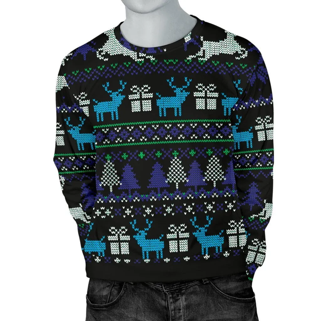 Ugly Christmas Black Purple and Blue Men's Sweater